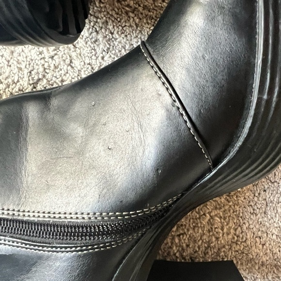 Vintage 90s y2k Bratz L.E.I Size 7 Black Faux Leather Chunky Platform Boots NOS - Picture 4 of 8
